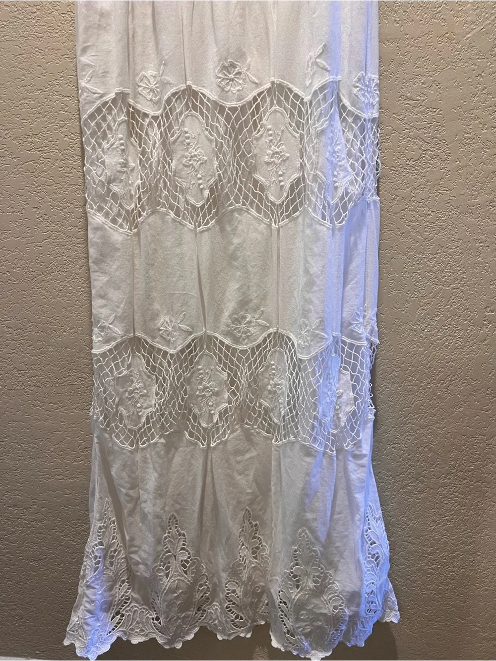 MAX&Co MaxMara 100% Cotton White Embroidered Maxi Dress Crochet Lace Boho Size S